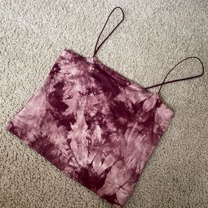 NEW American Eagle AE Bungee Strap Crop Cami Tank Top Burgundy Tie Dye Small
